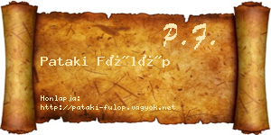 Pataki Fülöp névjegykártya