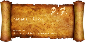 Pataki Fülöp névjegykártya